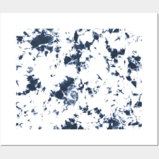 Navy blue and white Storm - Tie-Dye Shibori Texture Posters and Art